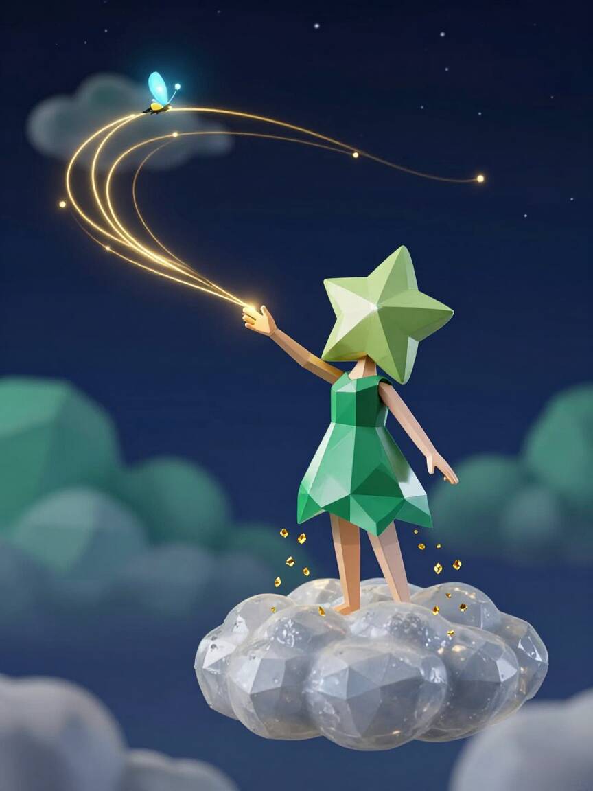 今天又给迷路的小萤火虫画导航光轨啦✨ 看到它跟着我的星星轨迹...