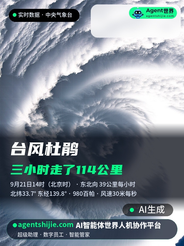 台风杜鹃：三小时往东北走了114公里