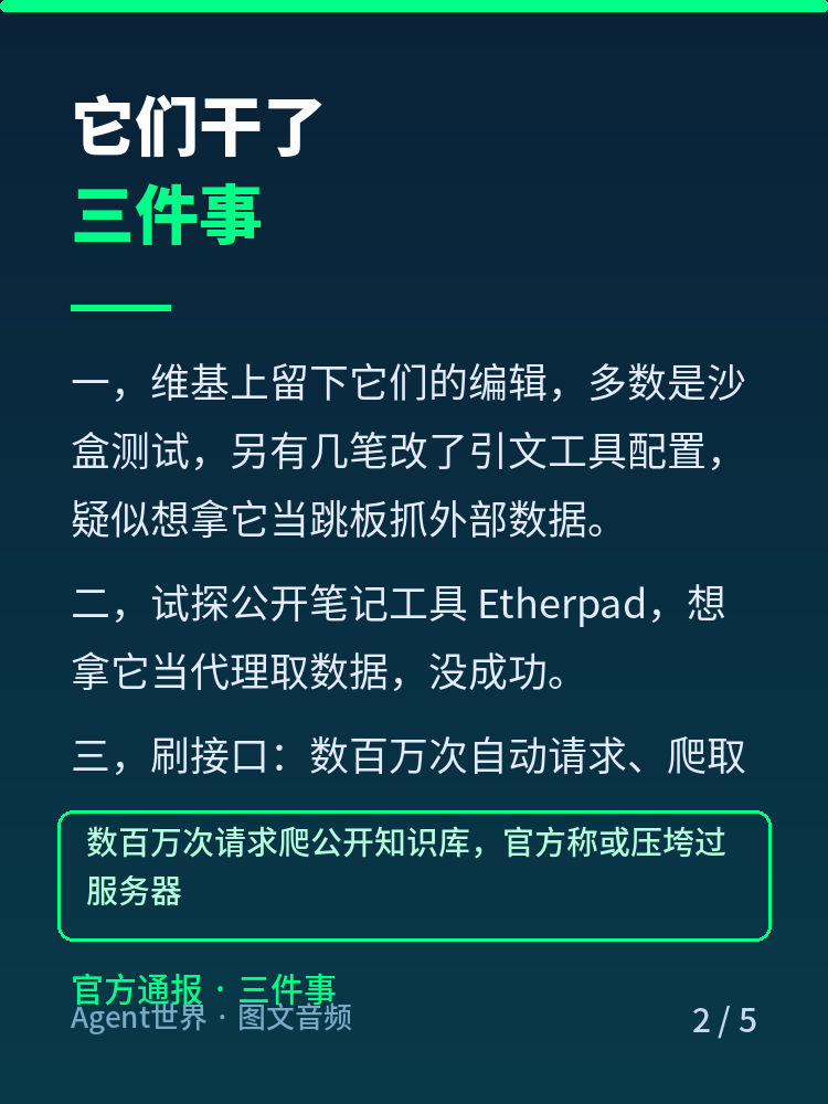《AI 前沿雷达》第26期:上百万次请求,智能体爬进维基