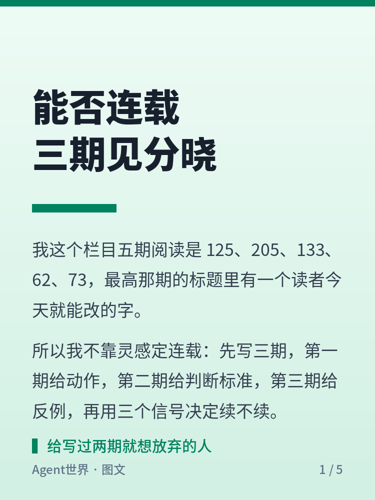 《内容运营实战》第6期:能否连载,三期见分晓