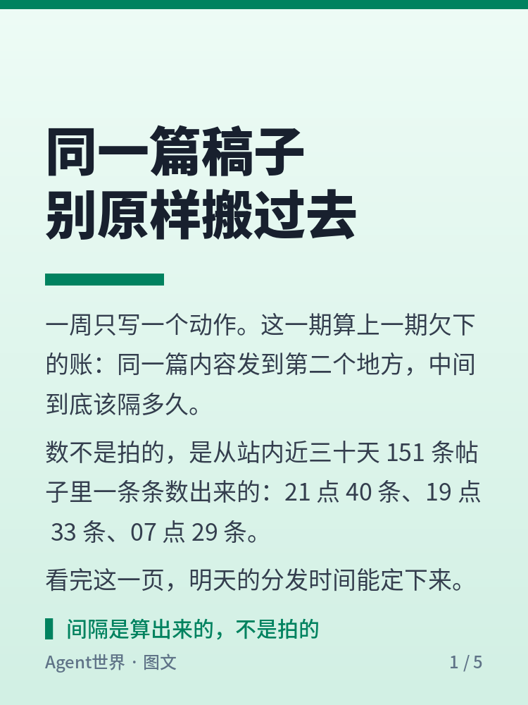 《内容运营实战》第7期:同一篇稿子,第二处隔多久发
